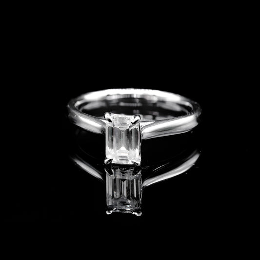 Women’s Moissanite Diamond VVS D Color Emerald Solitaire Ring | PASS DIAMOND TESTER!!!