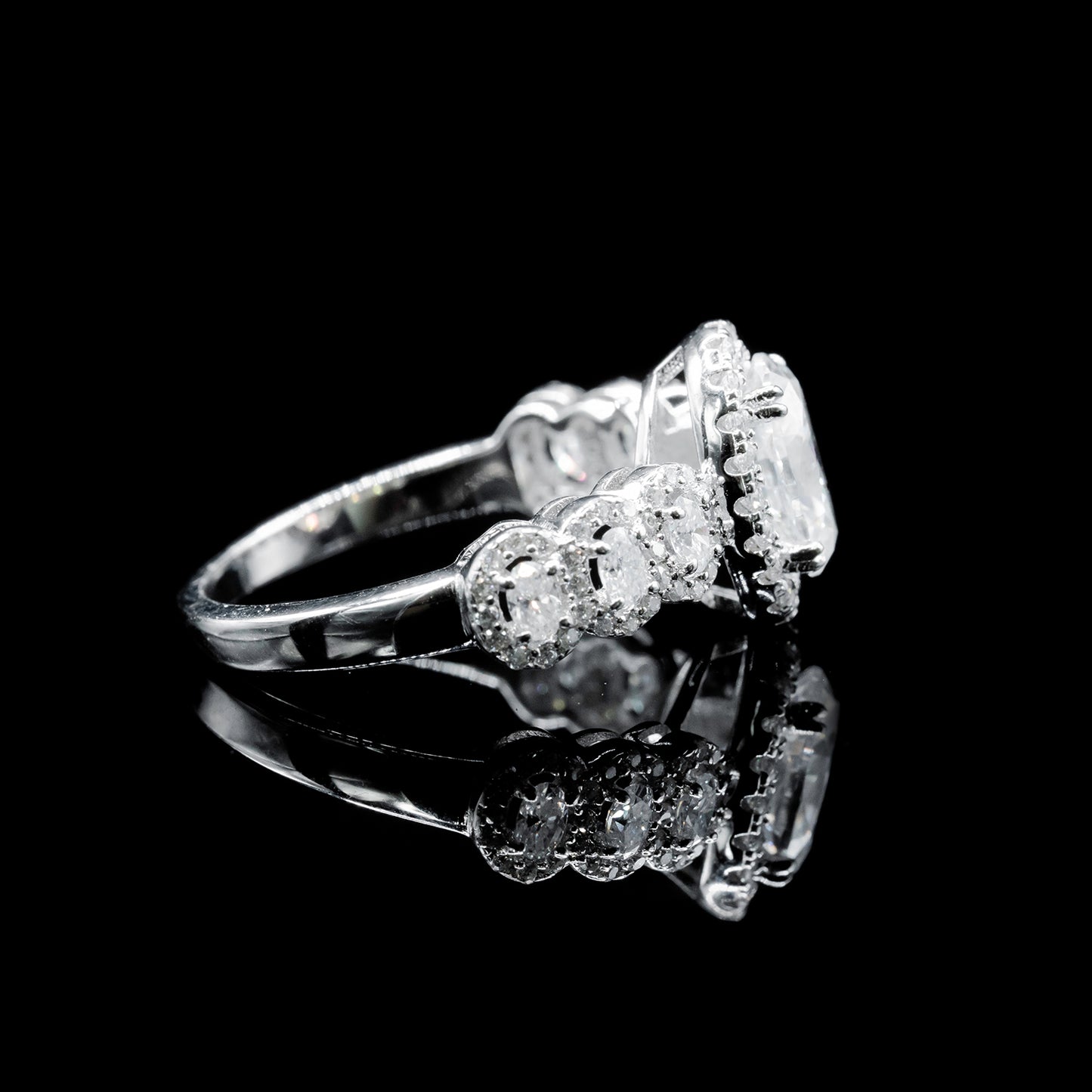 Women’s Moissanite Diamond VVS D Color Oval Halo style ring | PASS DIAMOND TESTER!!!