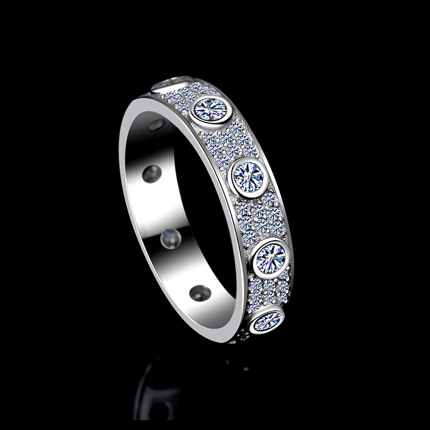Classic Round Moissanite Diamond Eternity Unisex Wedding Band | 925 silver | PASS DIAMOND TESTER!!!