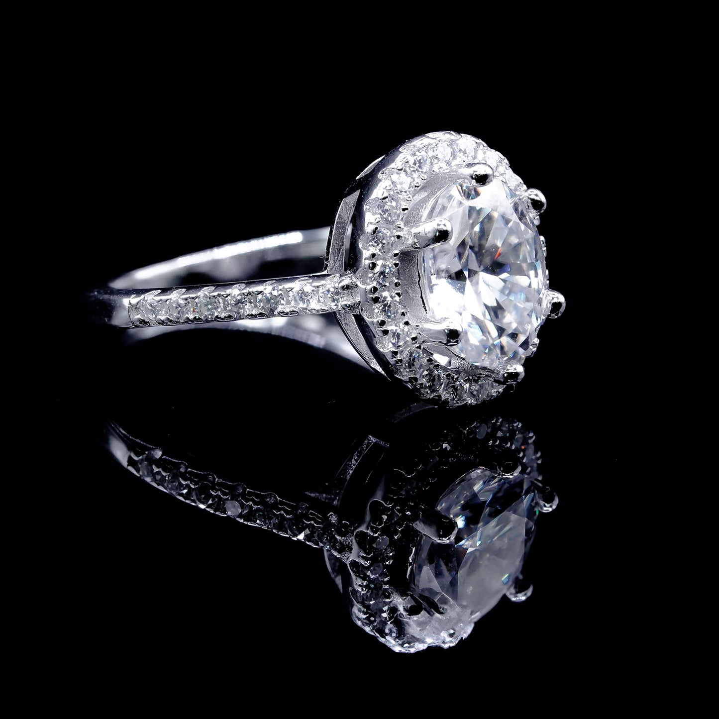 Women’s Moissanite Diamond VVS D Color Oval Shape Halo Style Ring | PASSES DIAMOND TESTER!!!