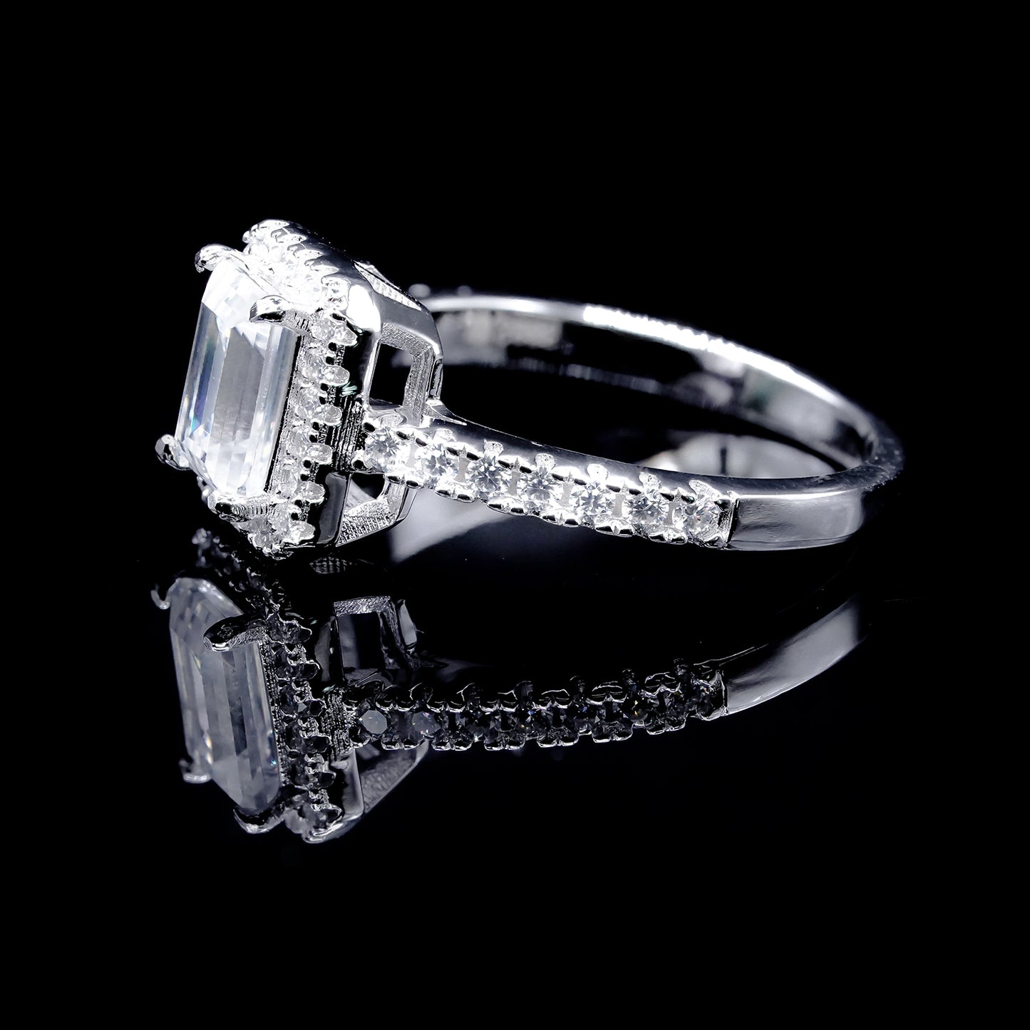 Emerald Moissanite Diamond VVS D Color Halo Engagement Promise Ring | PASSES DIAMOND TESTER!!!