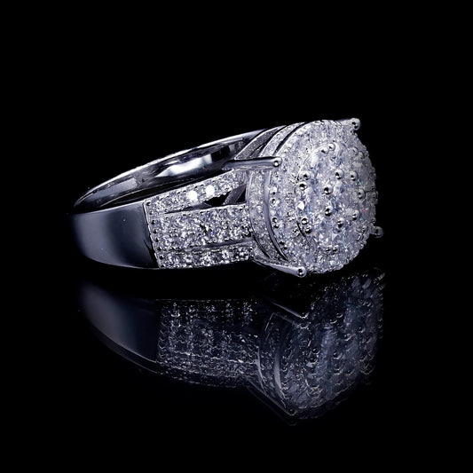 Women’s Moissanite Diamond VVS D Color Round Diamond Cluster Ring | PASS DIAMOND TESTER!!!