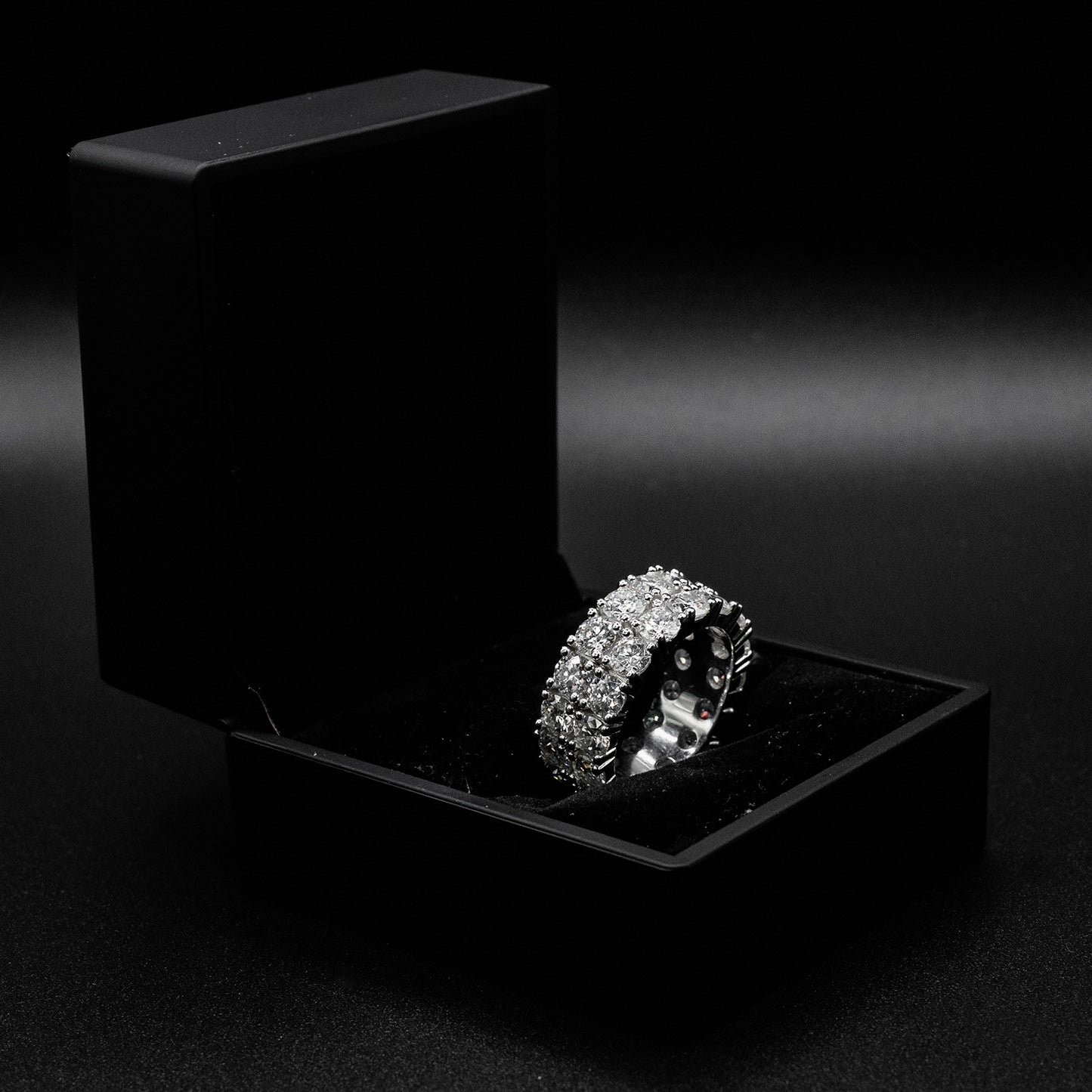 Moissanite Diamond VVS D Color 2 row band fully eternity band for men's with Real 925 silver    | PASS DIAMOND TESTER!!!