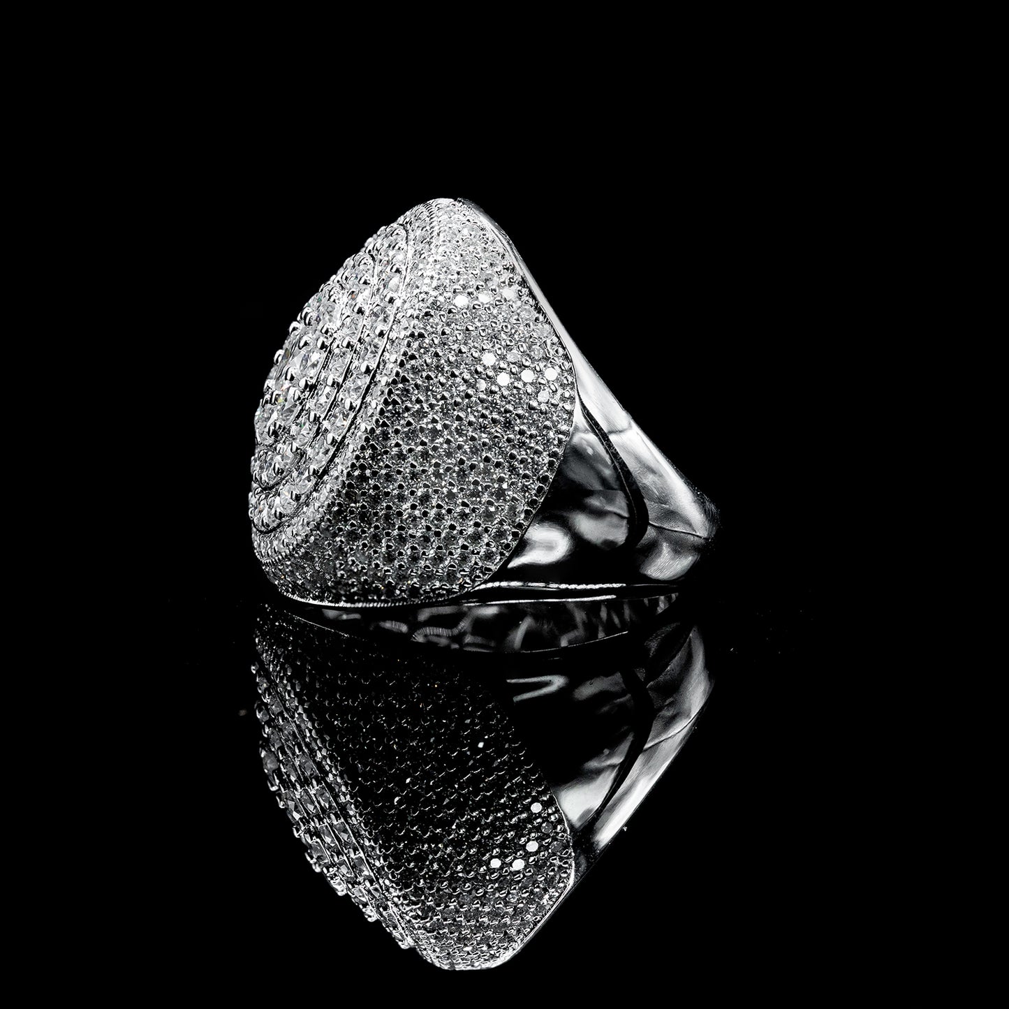 Moissanite Diamond VVS D Color Double Halo Signet Ring for men's with 925 silvers | PASS DIAMOND TESTER!!!