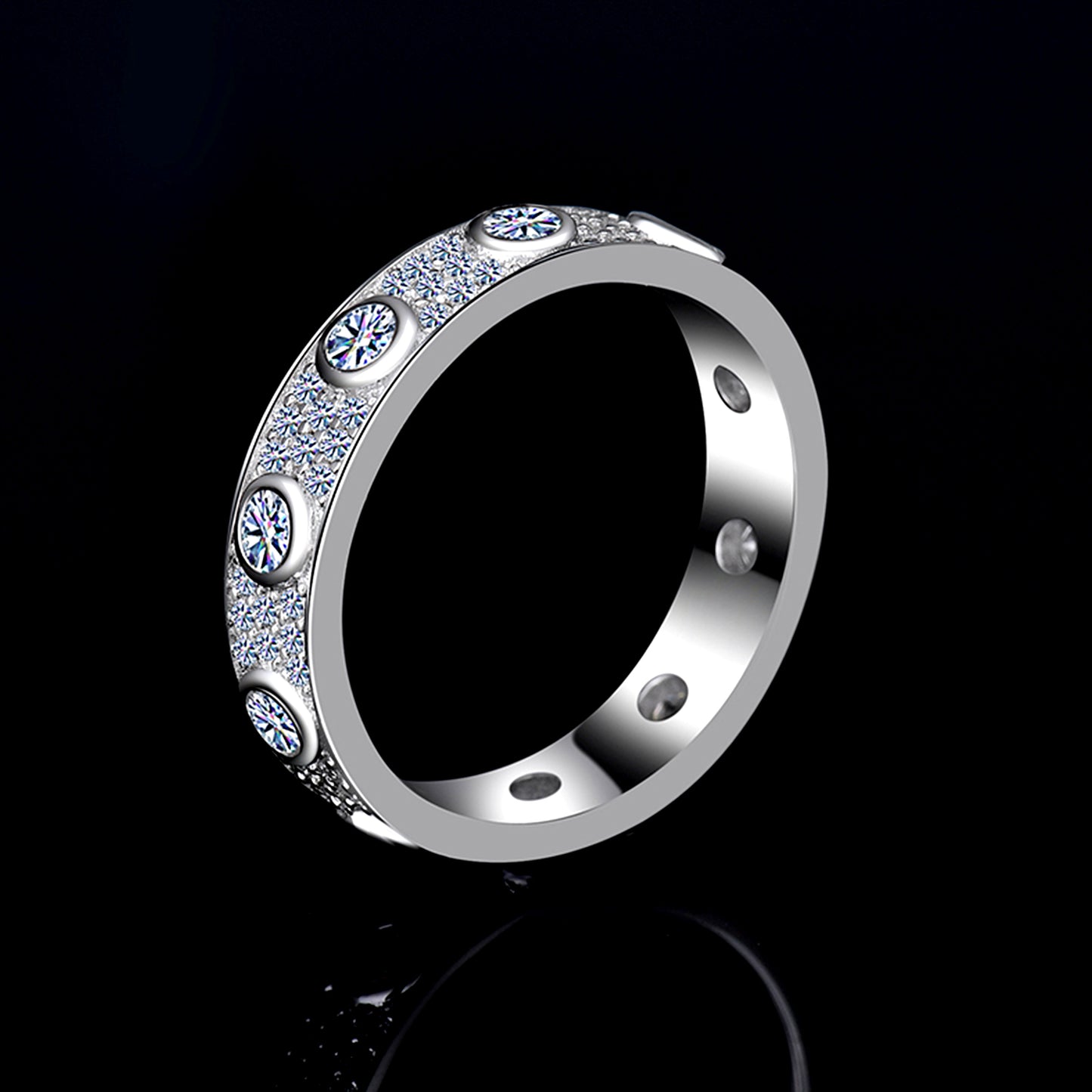 Classic Round Moissanite Diamond Eternity Unisex Wedding Band | 925 silver | PASS DIAMOND TESTER!!!