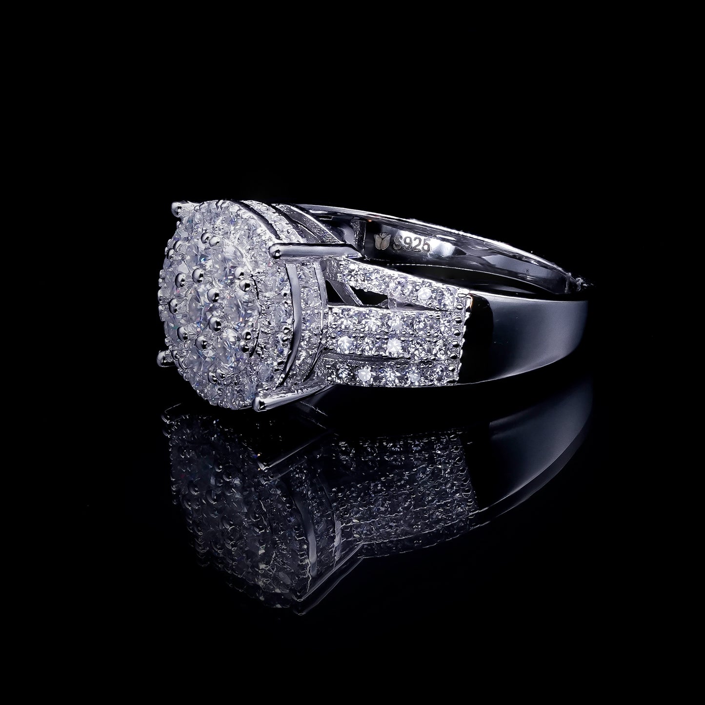 Women’s Moissanite Diamond VVS D Color Round Diamond Cluster Ring | PASS DIAMOND TESTER!!!