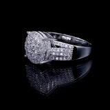 Moissanite Diamond Round Cluster Ring with Pavé Band – 1.1ct VVS D Color