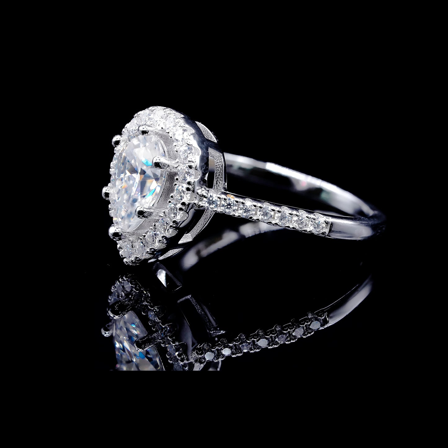 Women’s Moissanite Diamond VVS D Color Pear Shape Halo Style Ring | PASS DIAMOND TESTER!!!