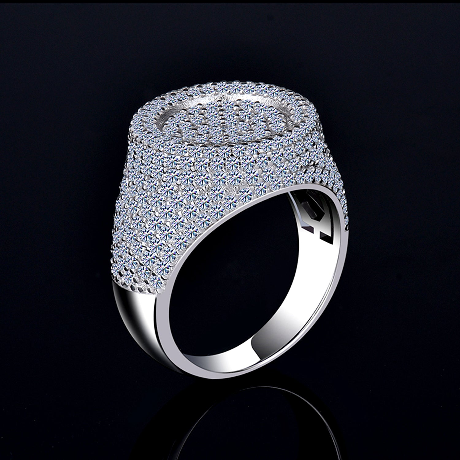 Moissanite Signet Ring Fully Iced-Out 
