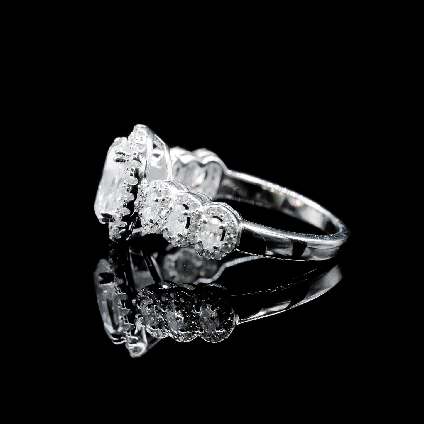 Women’s Moissanite Diamond VVS D Color Oval Halo style ring | PASS DIAMOND TESTER!!!