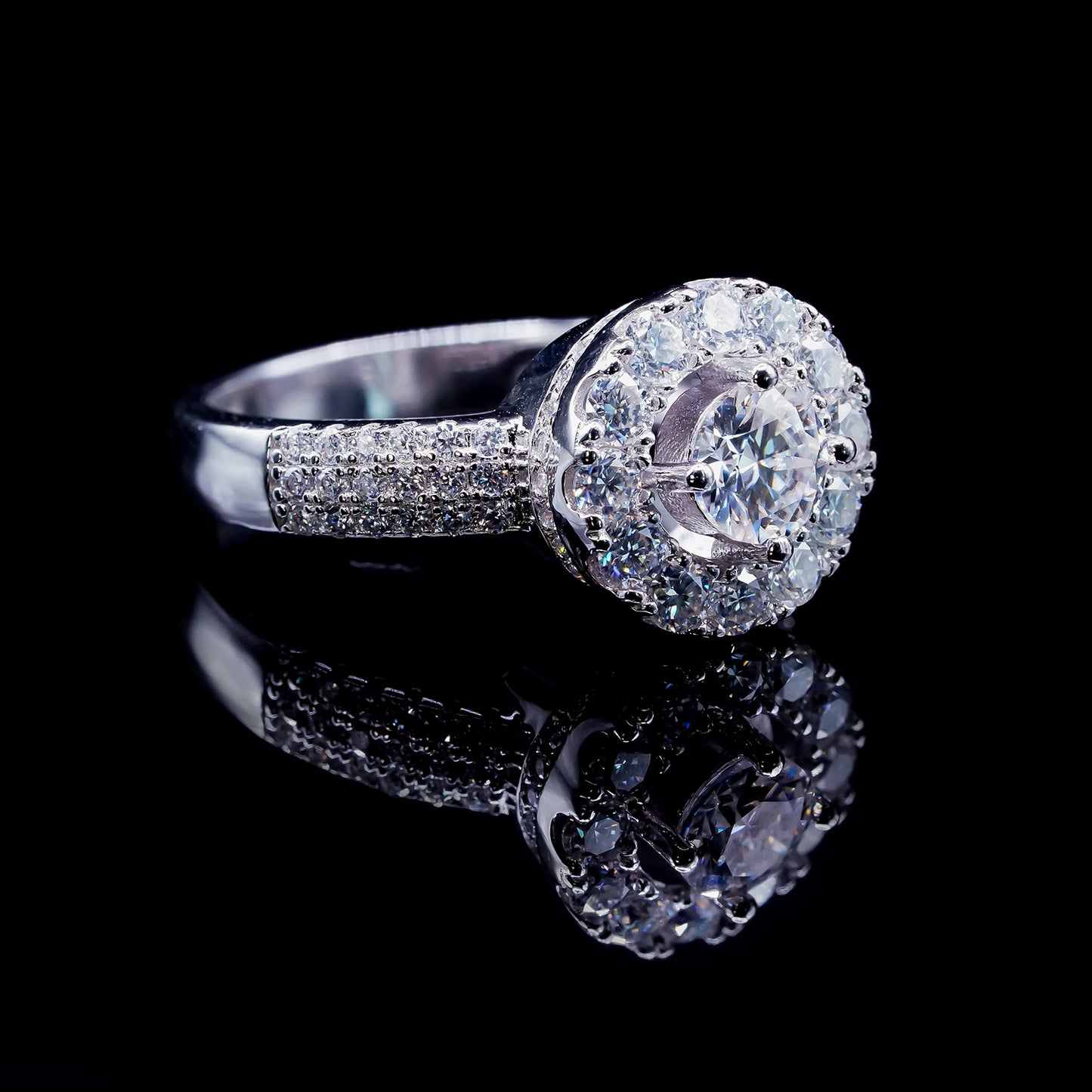 Women’s Moissanite Diamond VVS D Color Round Halo Style Ring | PASS DIAMOND TESTER!!!