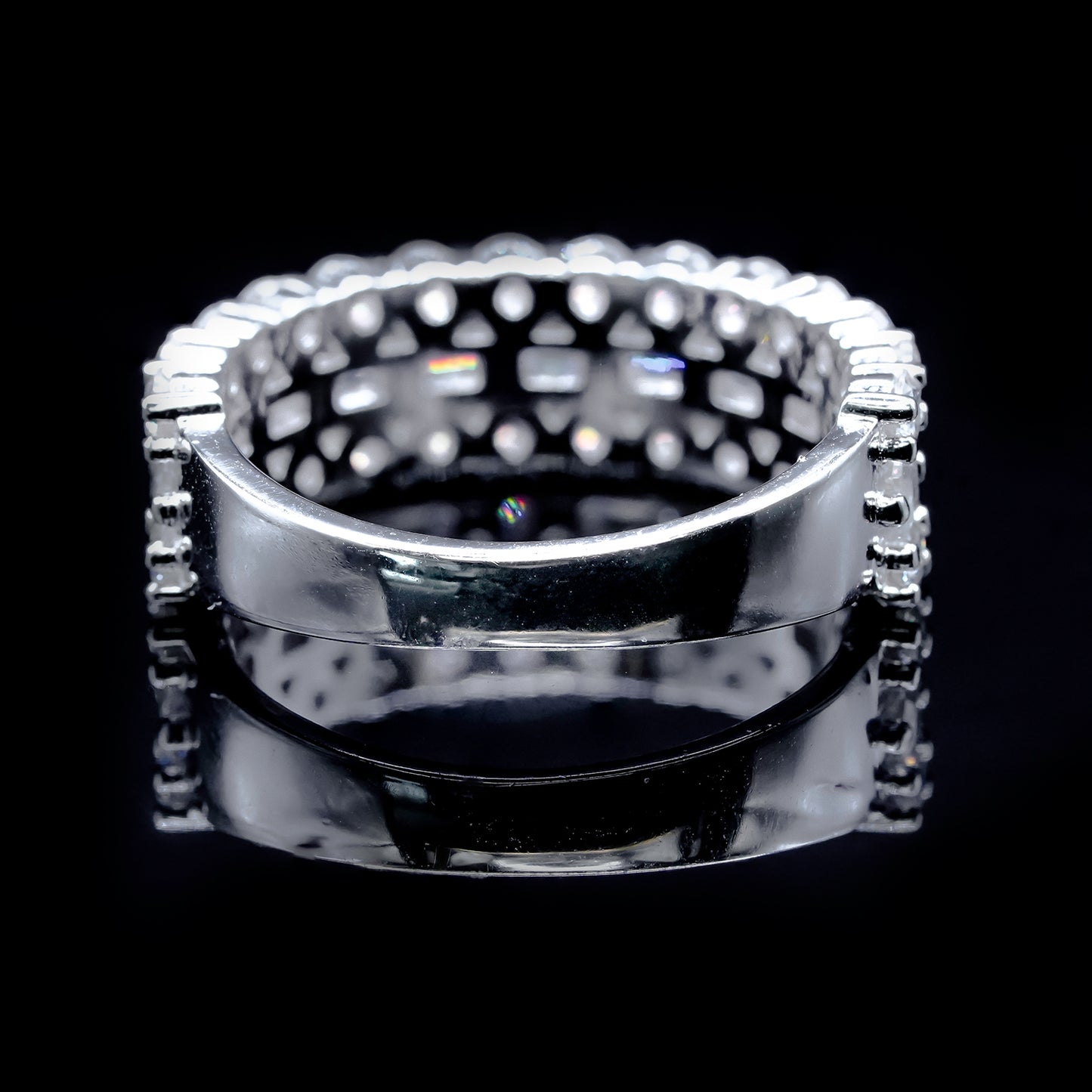 Women’s Moissanite Diamond VVS D Color Baguettes Cocktail Band, Half Eternity Band | PASS DIAMOND TESTER!!!