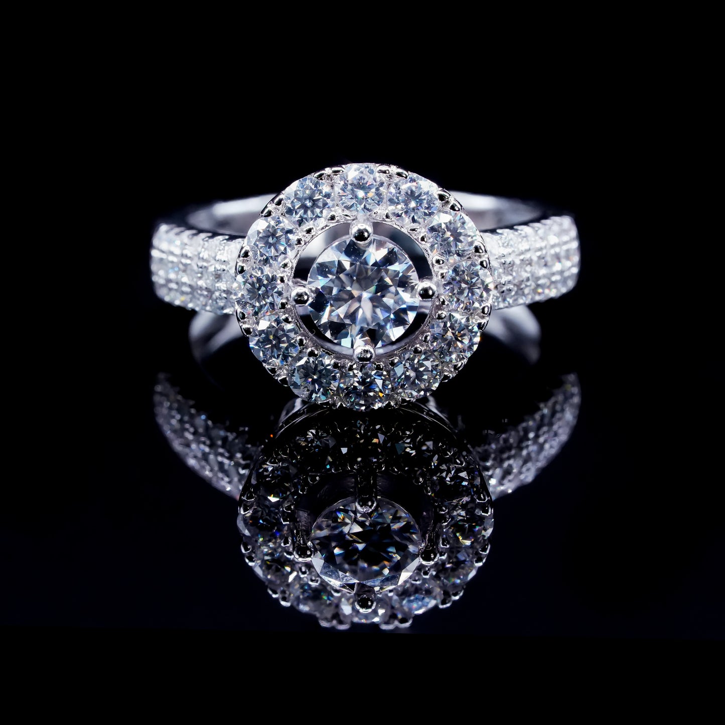 Women’s Moissanite Diamond VVS D Color Round Halo Style Ring | PASS DIAMOND TESTER!!!