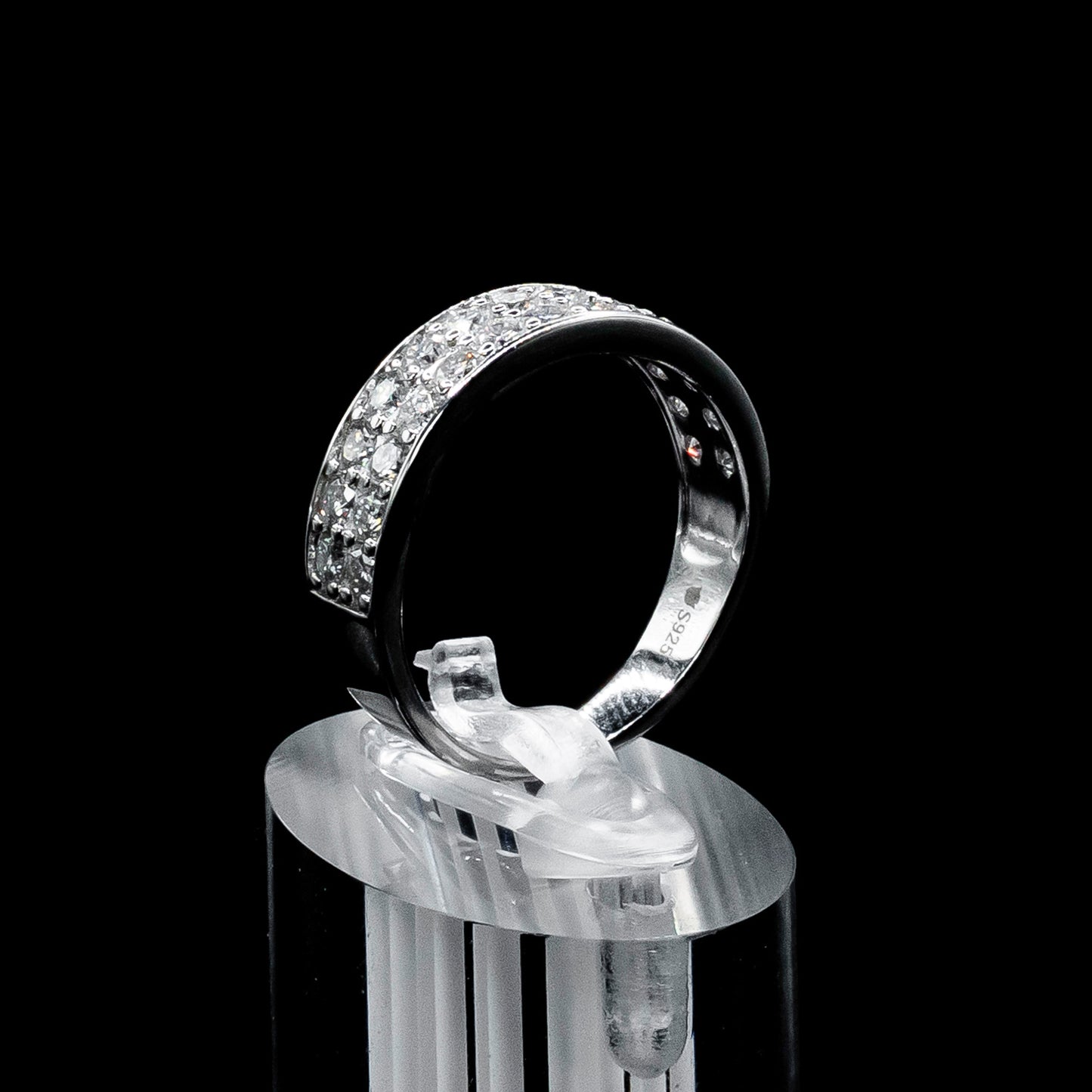 Moissanite Diamond VVS D Color 2 Row half wedding band for men with 925 silvers | PASS DIAMOND TESTER!!!