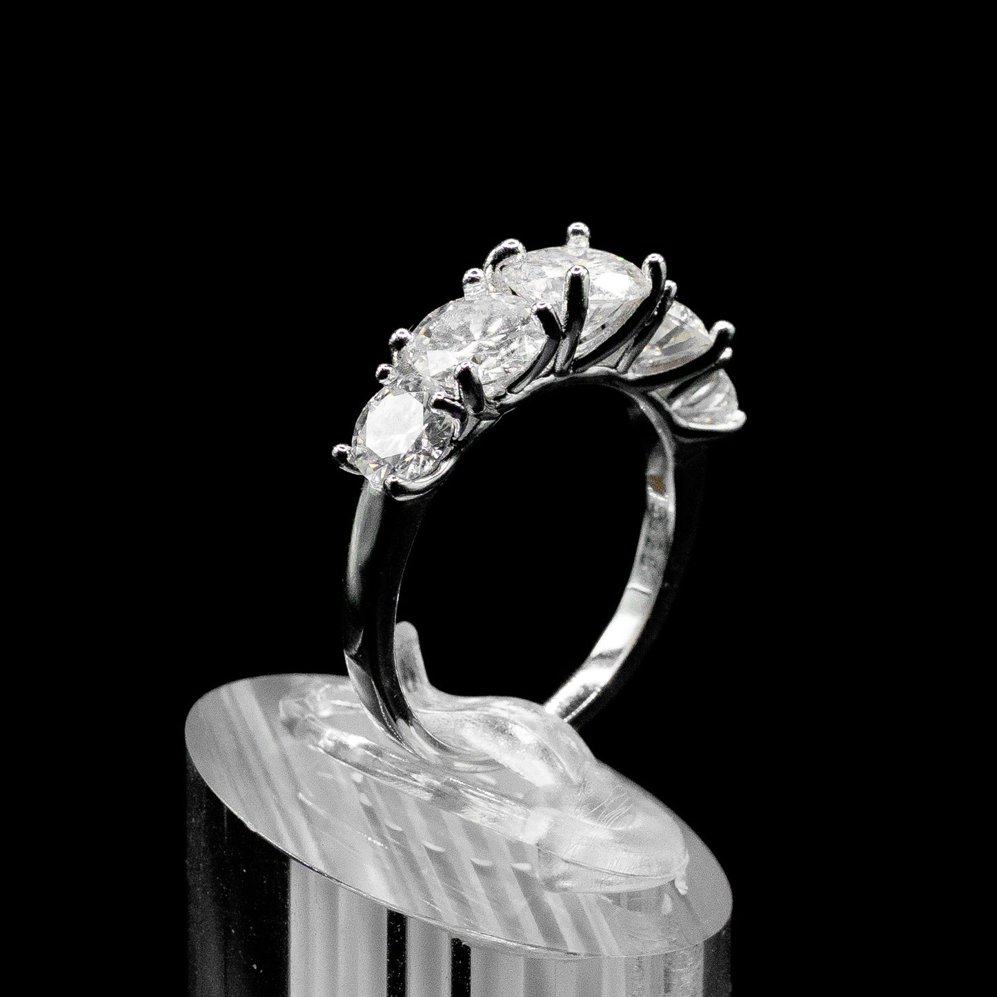 Women's Moissanite Diamond VVS D Color Round Cut 5 Stone Moissanite Ring | PASS DIAMOND TESTER!!!