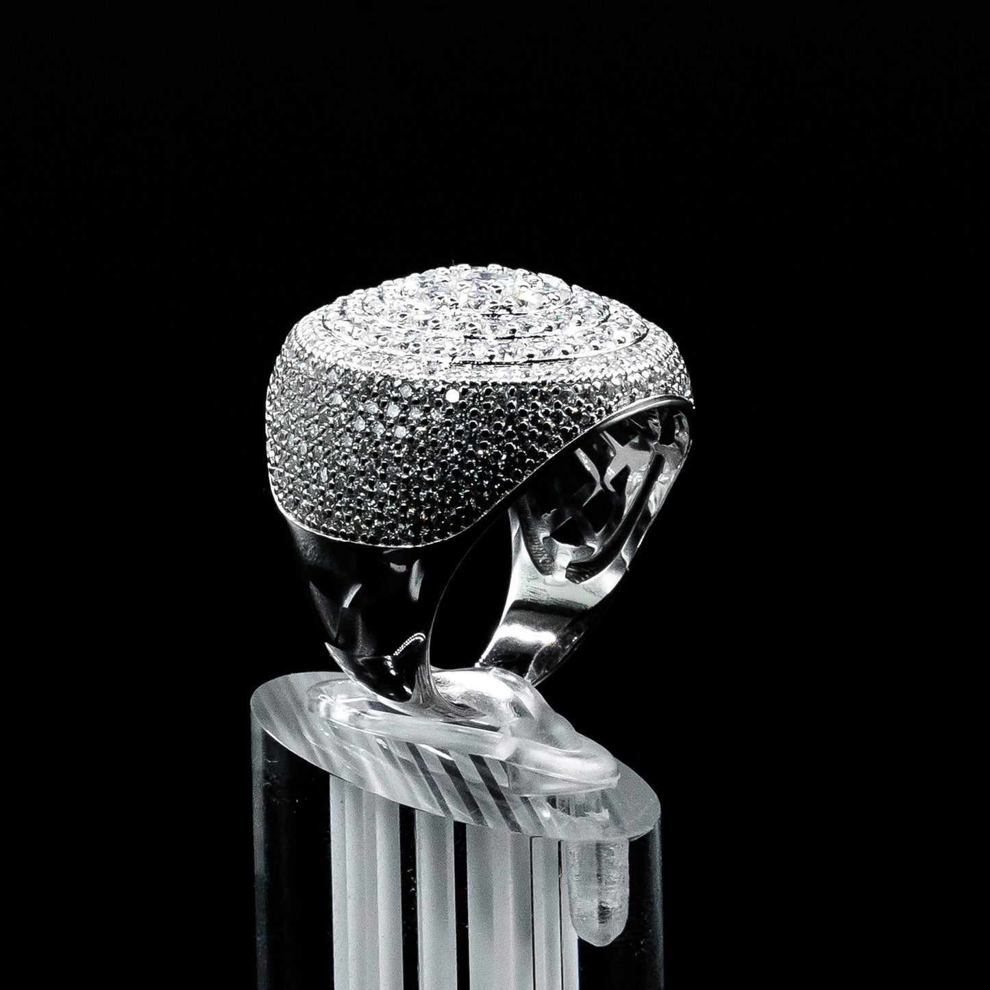 Moissanite Diamond VVS D Color Double Halo Signet Ring for men's with 925 silvers | PASS DIAMOND TESTER!!!