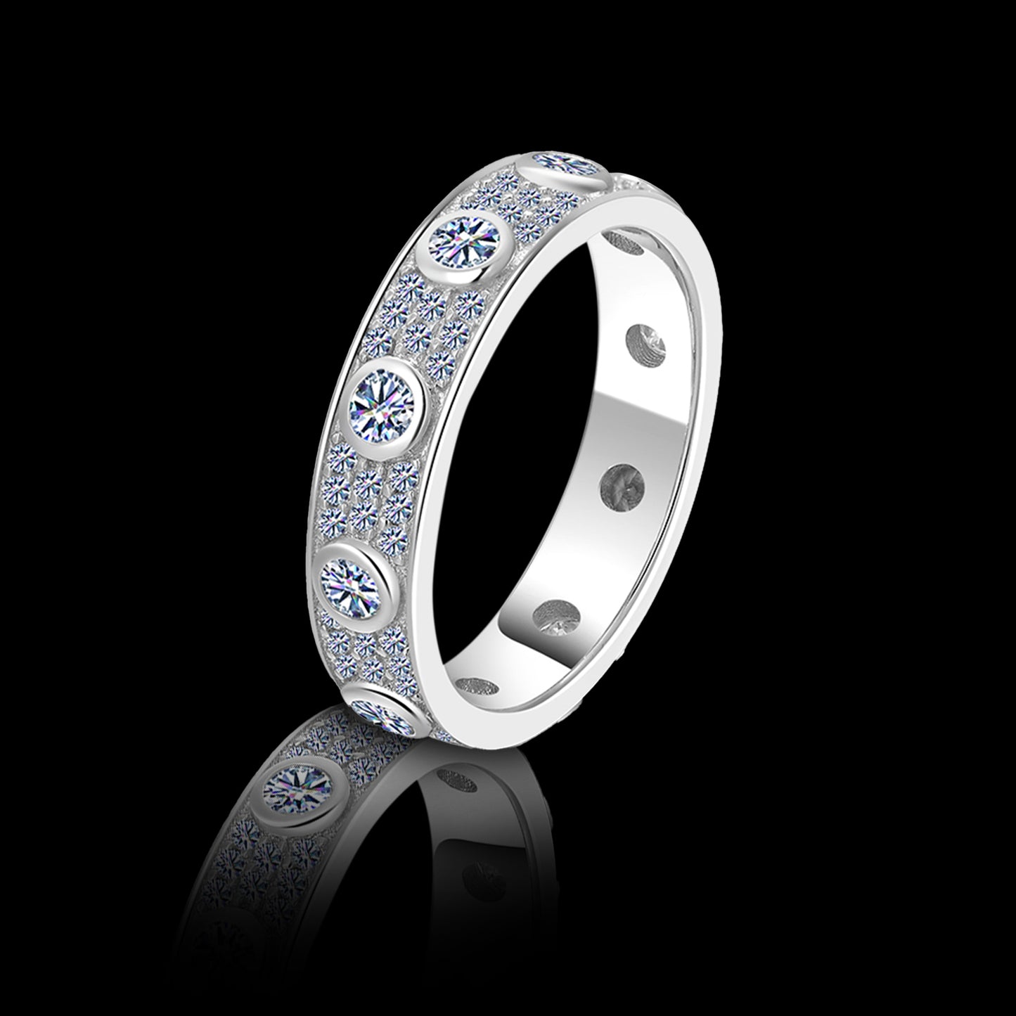 Classic Round Moissanite Diamond Eternity Unisex Wedding Band | 925 silver | PASS DIAMOND TESTER!!!