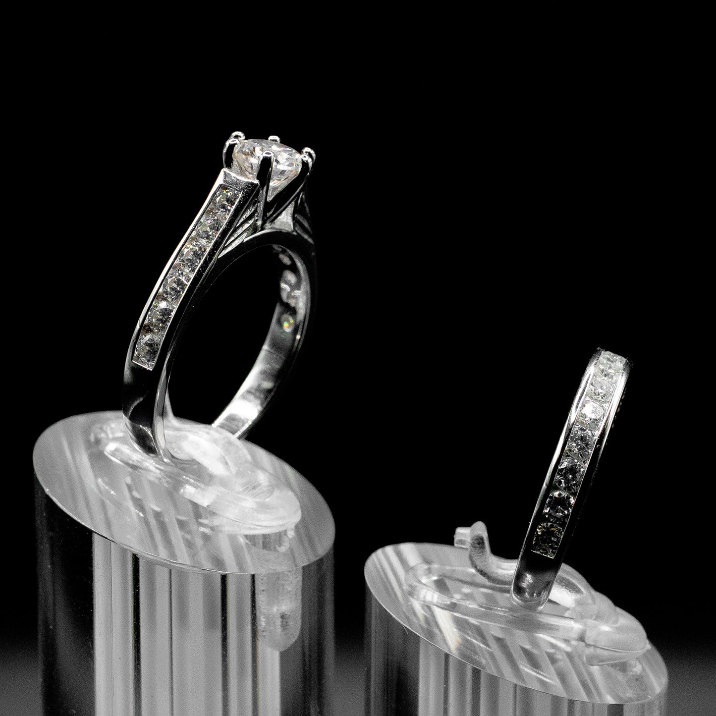 Women's Moissanite Diamond VVS D Color Engagement Wedding Promise Ring 2 pc | PASS DIAMOND TESTER!!!