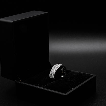 Mens Double Row Moissanite Half Eternity Band 1.56CT | GRA