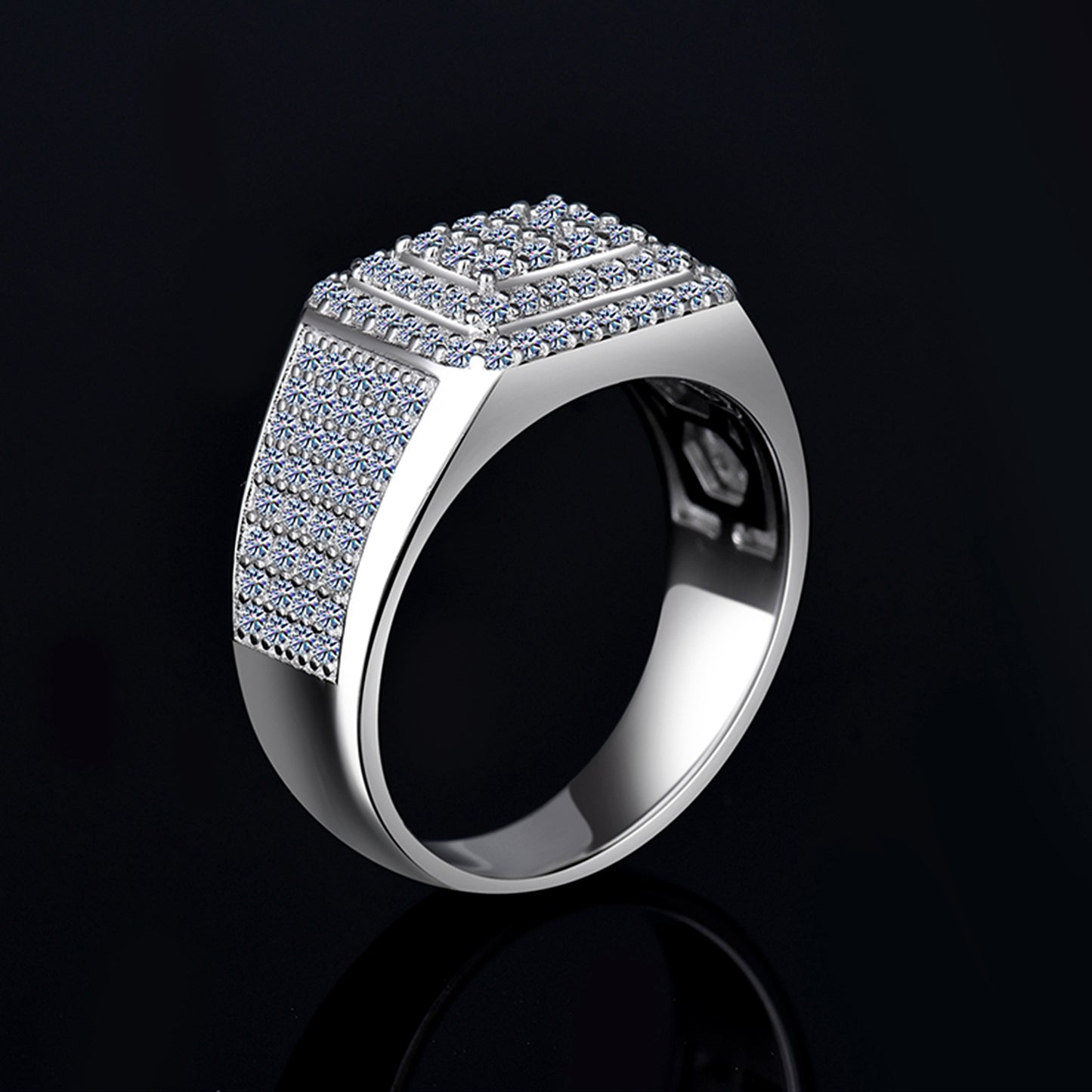 Moissanite Diamond VVS D Color Ring for Men's Real 925 Silver Diamond Pave Rings | PASS DIAMOND TESTER!!!