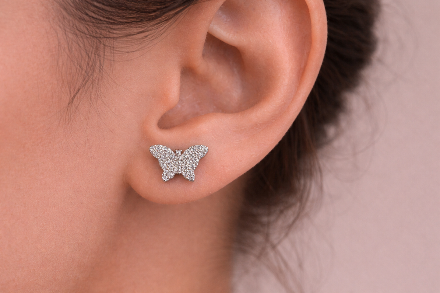 Moissanite Butterfly Stud Earrings for Women — VVS D Color GRA Certified 925 Sterling Silver