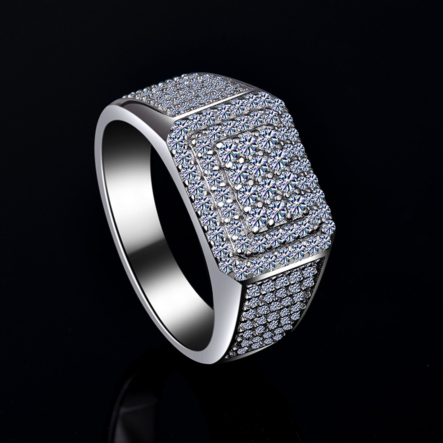 Moissanite Diamond VVS D Color Ring for Men's Real 925 Silver Diamond Pave Rings | PASS DIAMOND TESTER!!!