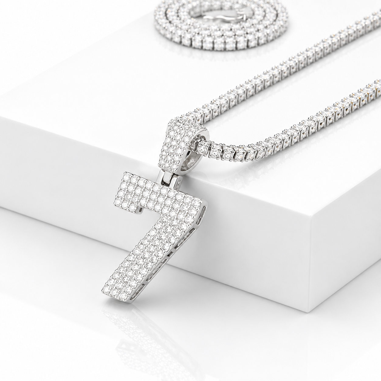 Iced Out Number Charm Pendant 0-9 | VVS D Color Moissanite | 925 Sterling Silver | GRA Certified | The Paradise Gems