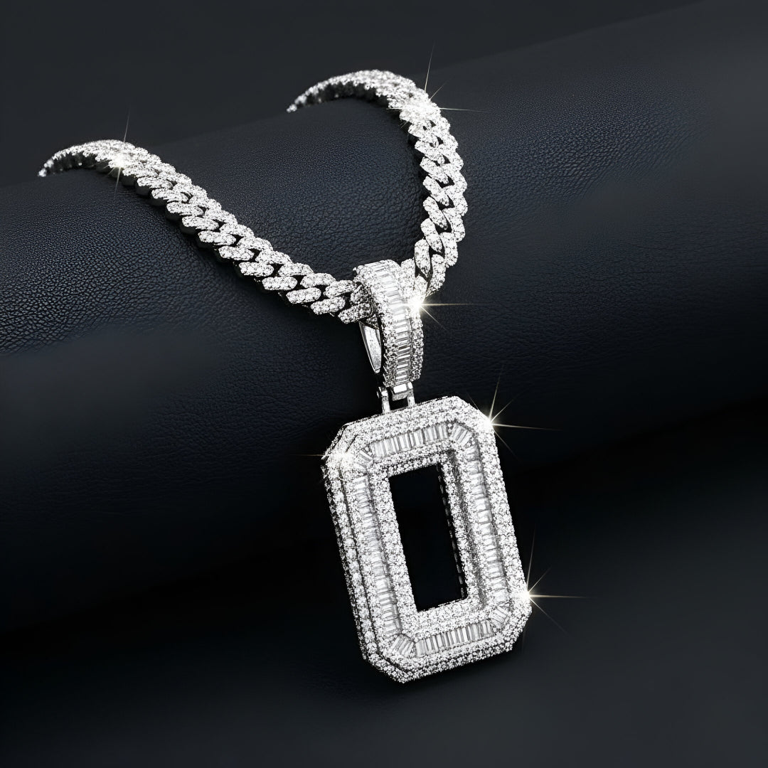 "0-9 " BAGUETTE STONE Style Numbers Charm with Moissanite Diamond VVS D Color | 925 SILVER | PASS DIAMOND TESTER!!!
