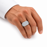 Mens Moissanite Micro Pave Square Ring
