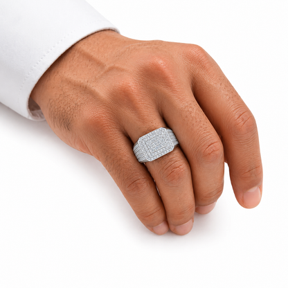Mens Moissanite Micro Pave Square Wedding Ring | GRA Certified