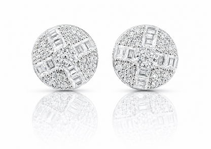 Moissanite round baguette stud earrings 9.5MM VVS D color GRA certified 925 sterling silver Atlanta Paradise Gems