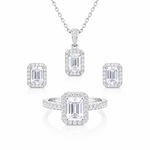 Emerald cut halo moissanite 3-piece women jewelry set 4CT VVS D color GRA certified 925 silver Atlanta