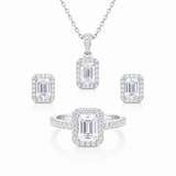 Emerald cut halo moissanite 3-piece women jewelry set 4CT VVS D color GRA certified 925 silver Atlanta