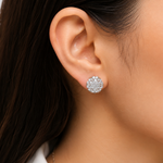 Close-up of the 1CT Moissanite Cluster Stud Earrings setting.