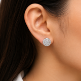 Close-up of the 1CT Moissanite Cluster Stud Earrings setting.