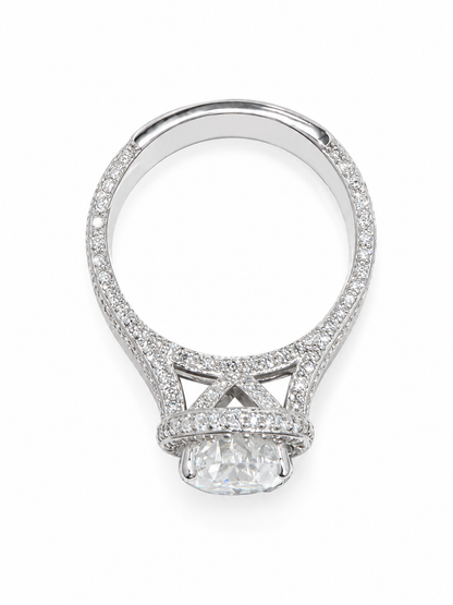 5 carat oval cut moissanite double halo engagement ring 925 sterling silver VVS D Color GRA certified passes diamond tester — Paradise Gems Atlanta