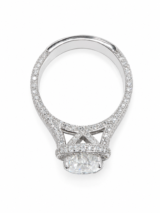 5 carat oval cut moissanite double halo engagement ring 925 sterling silver VVS D Color GRA certified passes diamond tester — Paradise Gems Atlanta