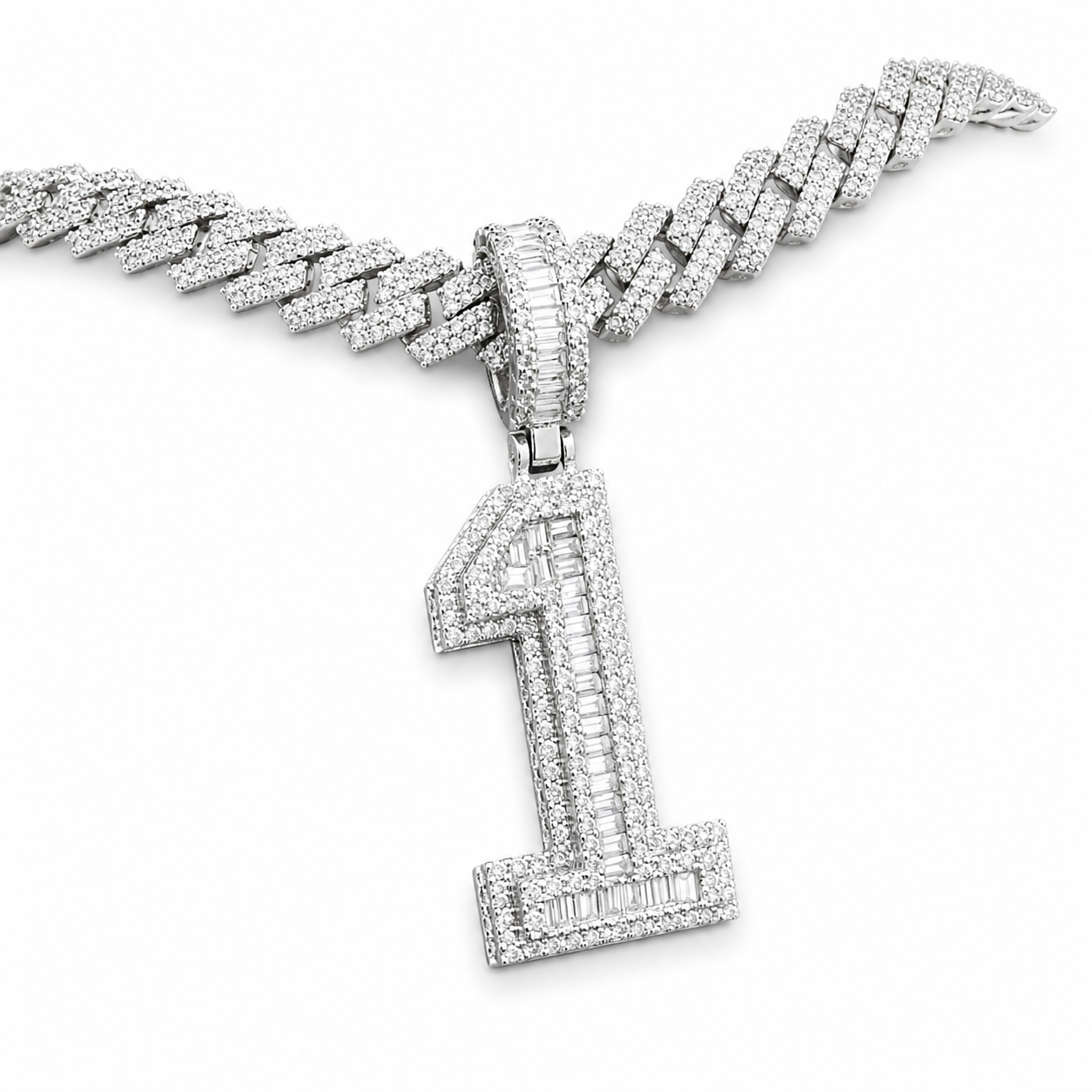 Custom moissanite baguette number pendant 3CT iced out VVS D color GRA certified 925 silver Atlanta