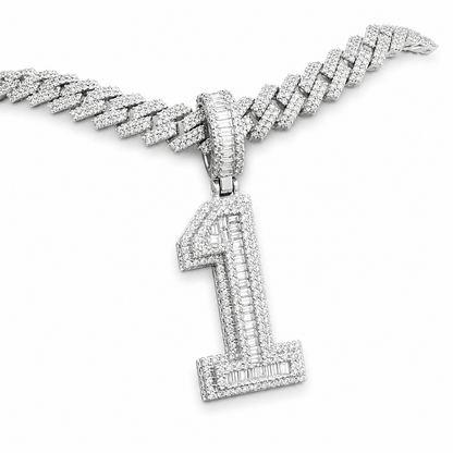 Custom moissanite baguette number pendant 3CT iced out VVS D color GRA certified 925 silver Atlanta