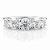 Moissanite 5-Stone Anniversary Ring 3.6CT | GRA Certified featuring five sparkling round stones set in a polished metal band, perfect for women seeking elegant rings.