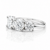 Moissanite 5-Stone Anniversary Ring 3.6CT | GRA Certified featuring three sparkling moissanite stones set in a polished silver band, elegant for women’s jewellery collections.