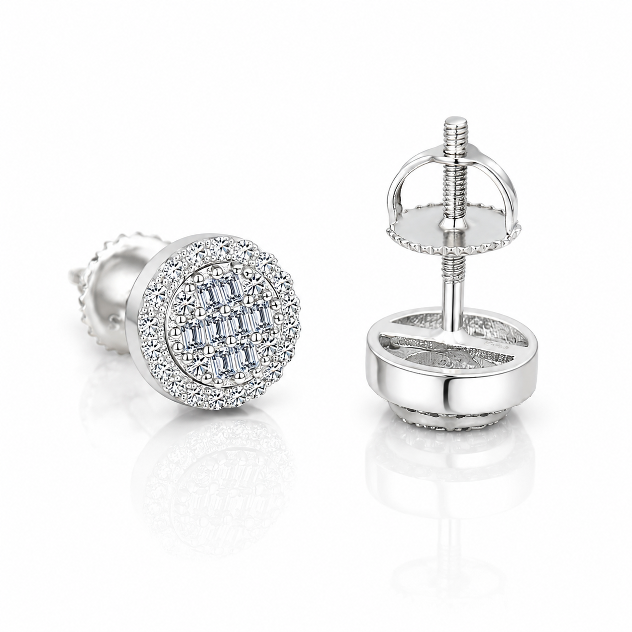 Moissanite baguette hip hop stud earrings 8.5MM 14K gold VVS D color GRA certified 925 silver Atlanta