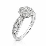 Moissanite Flower Halo Engagement Ring 2.6CT | GRA Certified featuring a floral halo design with sparkling moissanite stones set in a polished band, ideal for elegant women’s jewellery.
