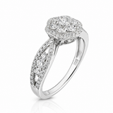 Moissanite Flower Halo Engagement Ring 2.6CT | GRA Certified featuring a floral halo design with sparkling moissanite stones set in a polished band, ideal for elegant women’s jewellery.