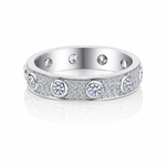 Round moissanite eternity unisex wedding band VVS D color GRA certified 925 silver Atlanta Paradise Gems