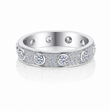 Round moissanite eternity unisex wedding band VVS D color GRA certified 925 silver Atlanta Paradise Gems