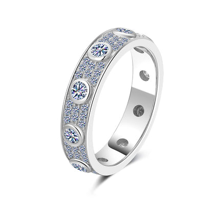 Round Moissanite Eternity Unisex Wedding Band | Passes Diamond Tester