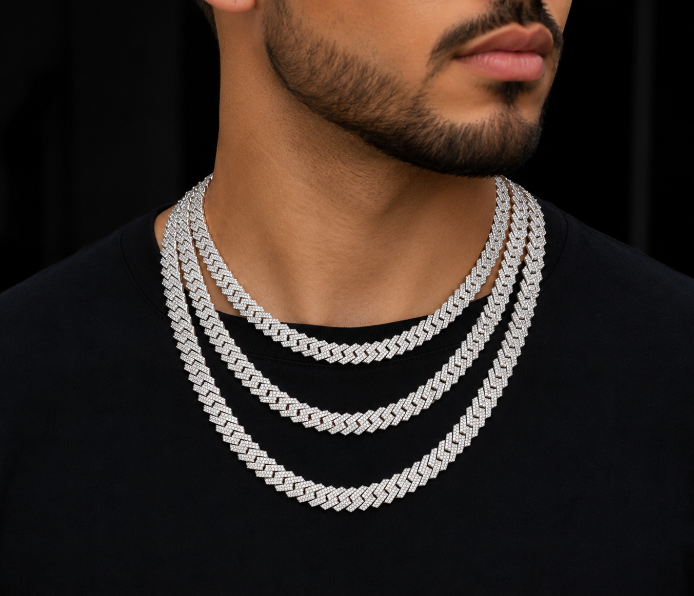 Moissanite Cuban Link Chain 10MM Silver