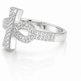 Moissanite Ankh Cross Ring 1.2CT Unisex | GRA Certified 925 Silver featuring a sparkling ankh cross design adorned with moissanite stones on a polished silver band.