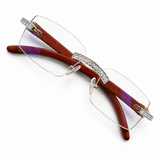 Moissanite Wood Temple Glasses Iced Out
